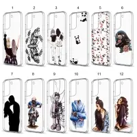 Чехол Samsung S22 TPU 1.0mm прозрачный с принтами