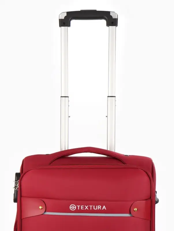 Чемодан на колёсах TEXTURA, текстильный, кодовый замок, с увеличением, 36&times;25&times;58 см, 20", красный
