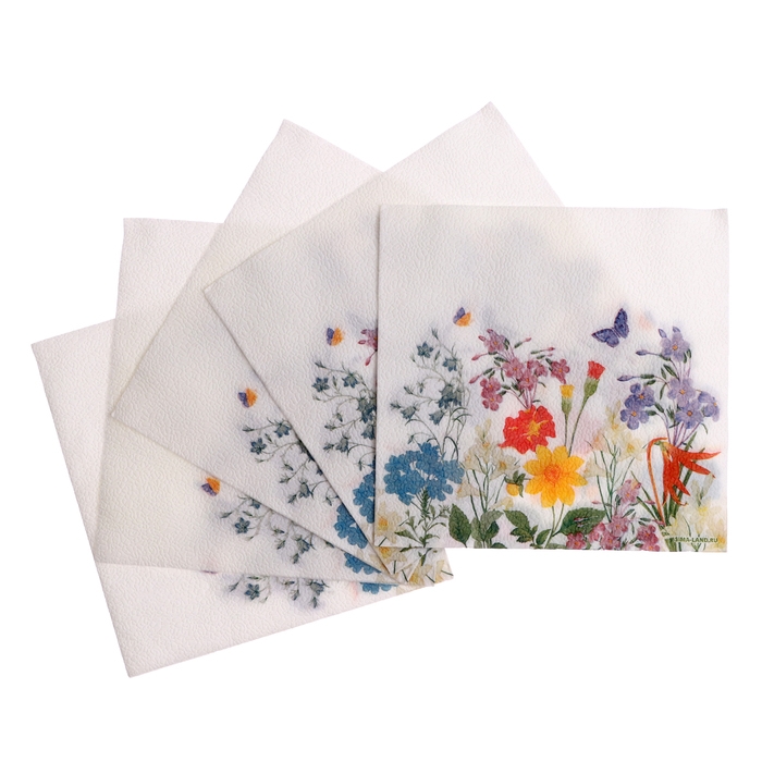 Салфетки бумажные двухслойные "Полевые цветы", 33х33 см, набор 20 шт.