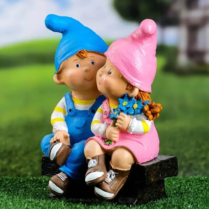 Садовая фигура из гипса &laquo;Девочка с мальчиком на скамейке&raquo;, 26&times;13&times;19 см