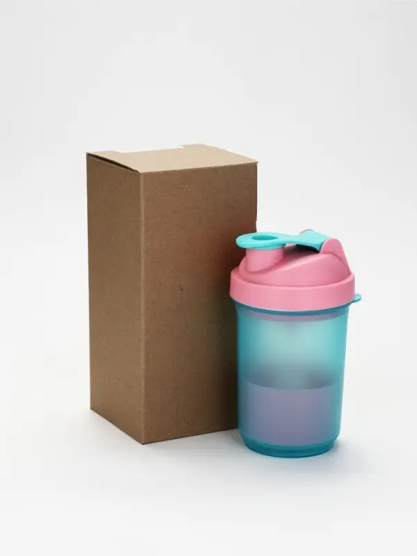 Шейкер спортивный с чашей под протеин и шариком, голубо-розовый, 500 мл