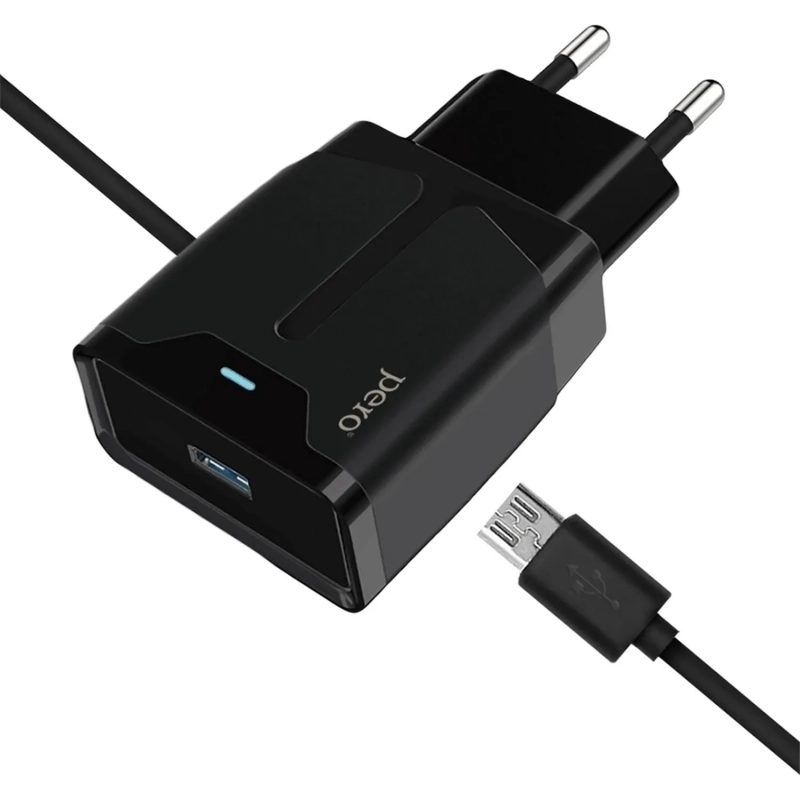 Зарядное устройство сетевое PERO TC04 1USB 2.1A + MICRO-USB CABLE черный