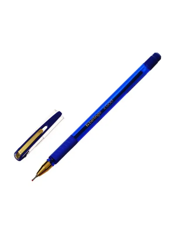 Ручка шариковая Berlingo. xGold, синий стержень, игольчатый узел 0.7 мм, резиновый упор
