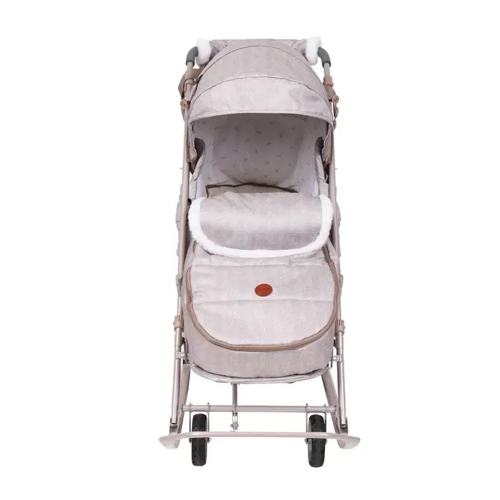 Санки - коляска «Наши детки 6», чехол для ног, муфта, сумка, бежевый Санки - коляска «Наши детки 6», чехол для ног, муфта, сумка, бежевый