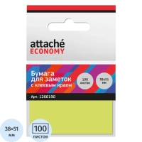 Стикеры  с клеев.краем 38x51 мм, 100 лист неоновый желтый