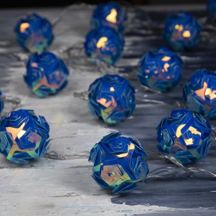 Гирлянда «Нить» 4.5 м с насадками «Цветочные шары», IP20, прозрачная нить, 15 LED, свечение фиолетовое, 220 В Гирлянда «Нить» 4.5 м с насадками «Цветочные шары», IP20, прозрачная нить, 15 LED, свечение фиолетовое, 220 В