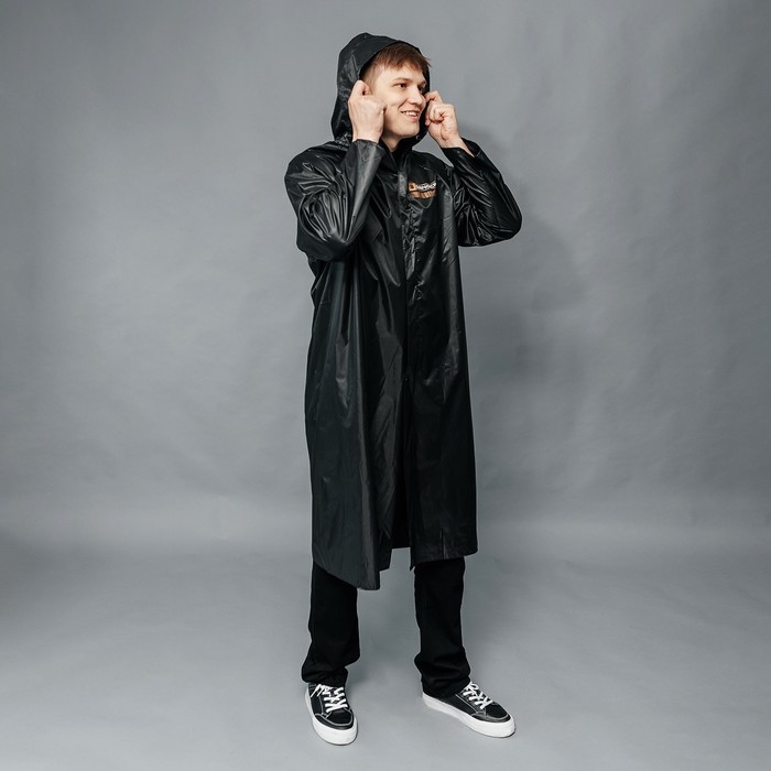 Дождевик взрослый мужской плащ DANGER, на молнии, размер 50-54, цвет чёрный Дождевик взрослый мужской плащ DANGER, на молнии, размер 50-54, цвет чёрный