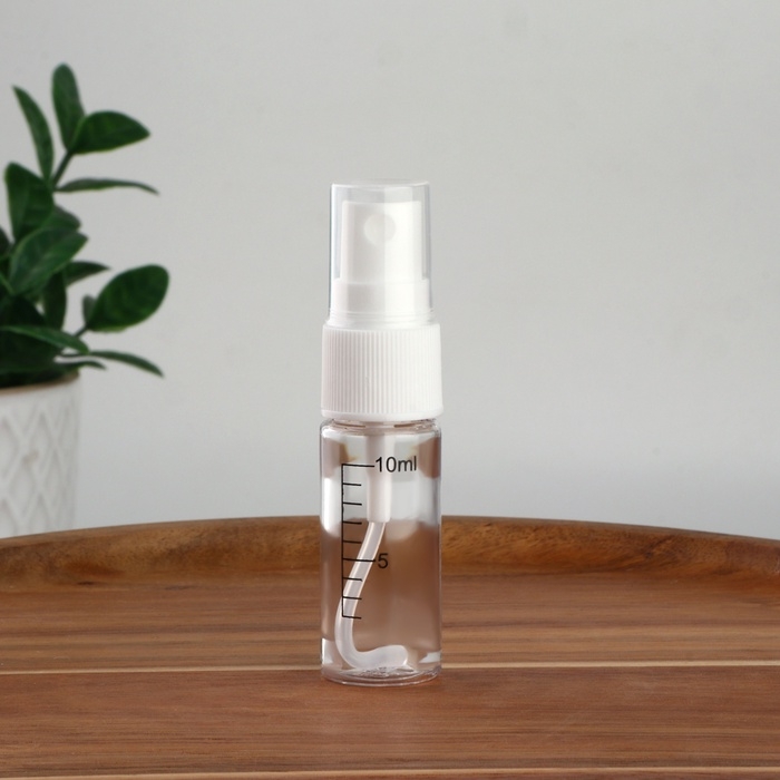 Бутылочка для хранения, с распылителем, со шкалой деления, 10 мл, цвет белый/прозрачный Бутылочка для хранения, с распылителем, со шкалой деления, 10 мл, цвет белый/прозрачный