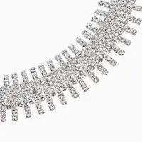 Набор 2 предмета: серьги, колье со стразами &laquo;Лёд. Клавиши&raquo;, d=13.5 см, белый в серебре