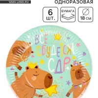 Тарелки одноразовые бумажные &laquo;СДР, Все Сбудется!&raquo;, 18 см, 6 шт.