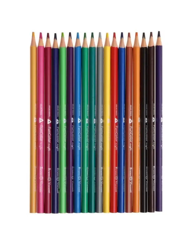 Карандаши цветные 18 цветов BrunoVisconti. FunColor, пластиковые, трёхгранные, МИКС