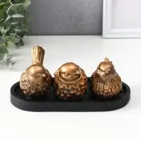 Фигуры на подносе «Три птички», набор 3 шт., 17.5×9.5×6.5 см, бронза