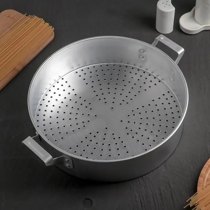 Дуршлаг алюминиевый, d=30 см, h=8,5 см, две ручки Дуршлаг алюминиевый, d=30 см, h=8,5 см, две ручки