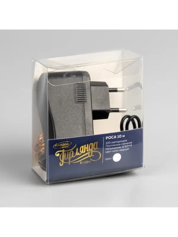 Гирлянда &laquo;Нить&raquo; 10 м, роса, IP20, медная нить, 100 LED, свечение белое, 12 В