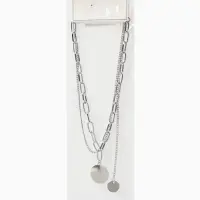 Кулон &laquo;Цепь&raquo;, звенья, 2 нити, цвет серебро, 42 см