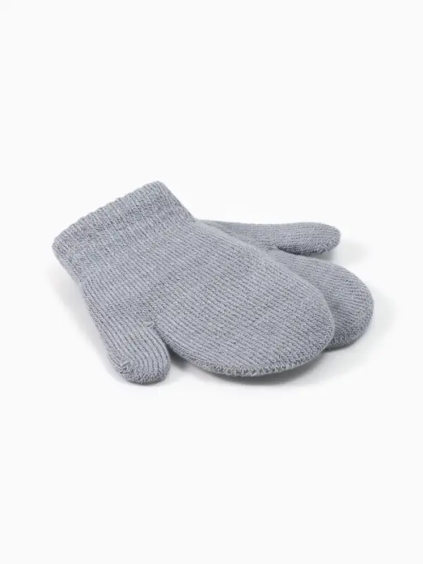 Варежки детские MINAKU двухслойные, цвет серый, 12 см