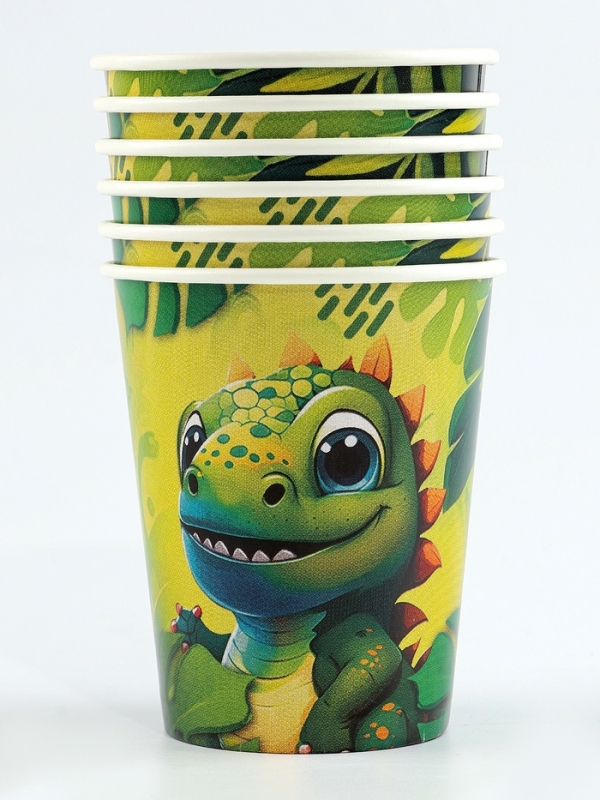 Набор бумажной посуды одноразовый Набор бумажной посуды одноразовый "Динозавр" 6 тарелок, 6 стаканов