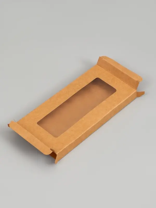 Коробка под плитку шоколада, крафт, с окном 17.1&times;8&times;1.4 см
