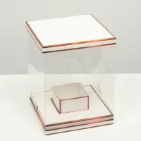 Коробка для цветов с вазой и PVC окнами складная, бронза, 23&times;30&times;23 см