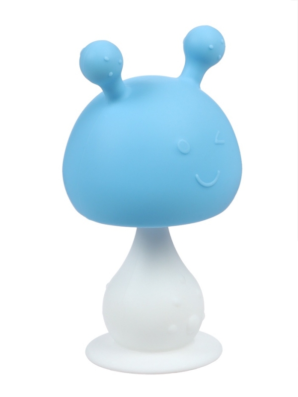 Прорезыватель силиконовый с погремушкой Крошка Я «Грибочек», голубой