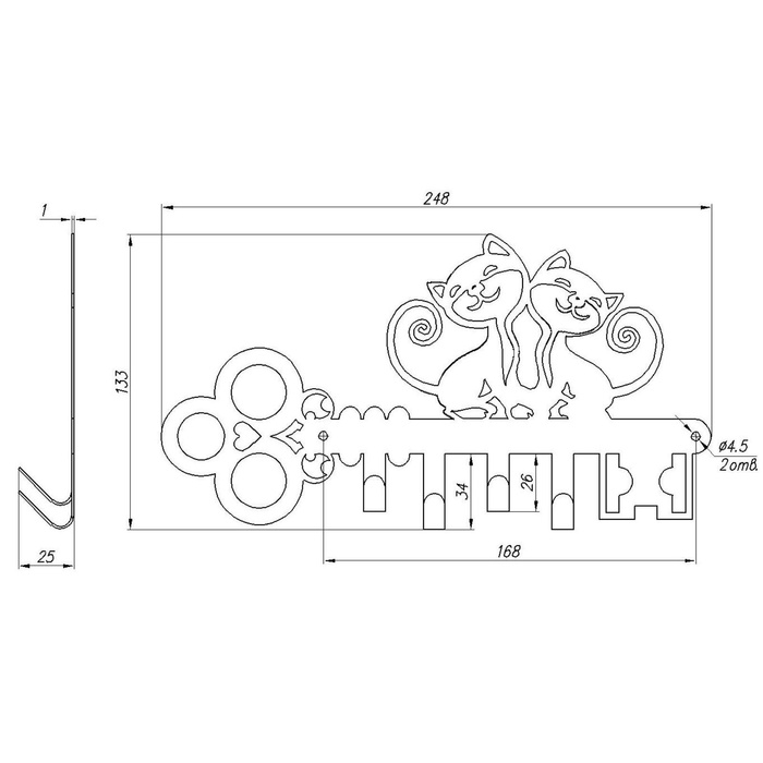 Вешалка 4-х местная Вешалка 4-х местная "Котята", черная