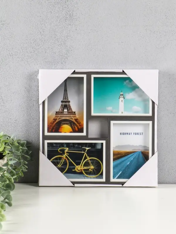 Фоторамка МДФ, стекло на 4 фото 10х15 "День и ночь" 28,5х28,5х2,2 см