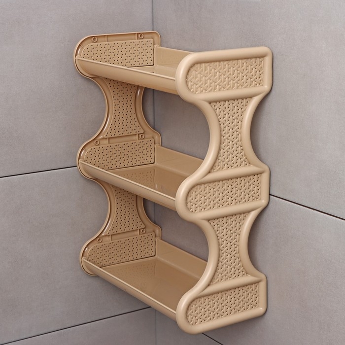 Полка для ванной комнаты Rattan, 3-х ярусная, 32×17×41,8 см, цвет морской песок Полка для ванной комнаты Rattan, 3-х ярусная, 32×17×41,8 см, цвет морской песок