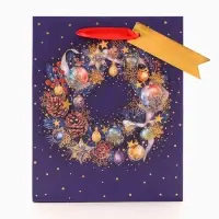 Пакет подарочный новогодний ламинированный &laquo;Праздничный венок&raquo;, 18&times;22.3&times;10 см