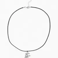 Кулон на шнурке &laquo;Дельфины&raquo;, цвет чернёное серебро на чёрном шнурке, 45 см