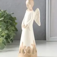 Сувенир керамика "Девушка-ангел с резным платье" 5,5х5,2х16,4 см