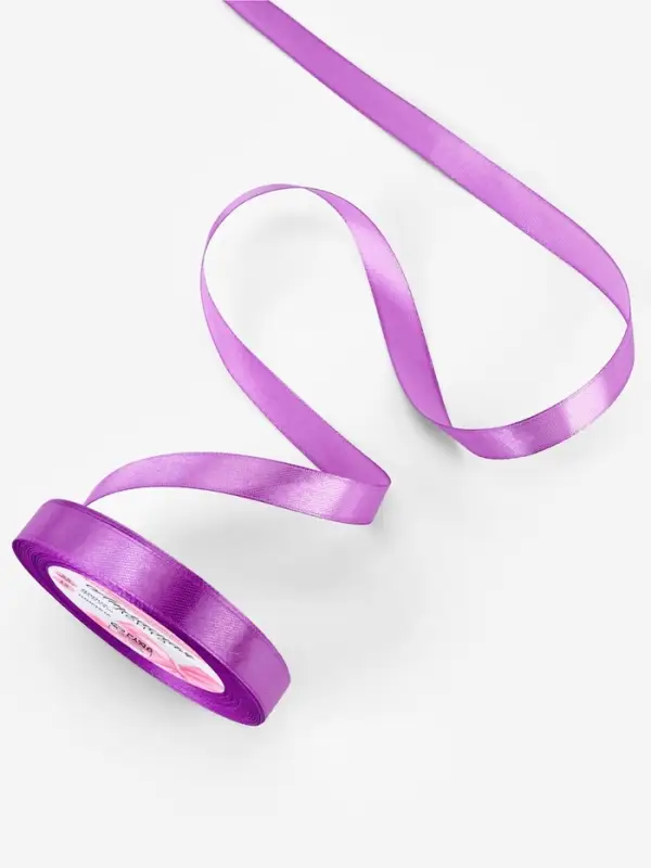 Лента атласная, 12 мм, 23±1 м, фиолетовая №46 Лента атласная, 12 мм, 23±1 м, фиолетовая №46