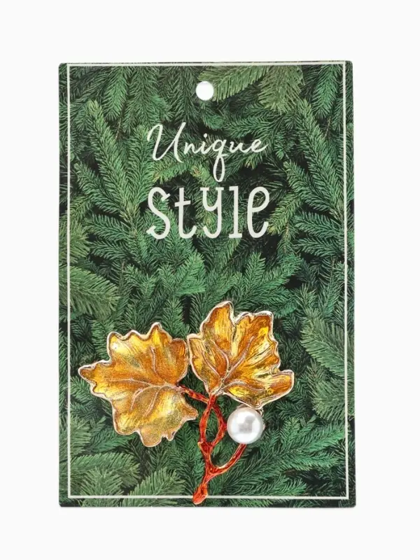 Брошь &laquo;Листья кленовые&raquo;, цветная в золоте