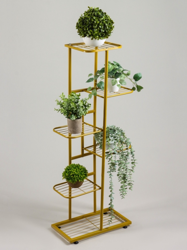 Подставка для цветов Greengo, 6 полок, 44 × 22 × 105 см, напольная, металл, цвет золотой Подставка для цветов Greengo, 6 полок, 44 × 22 × 105 см, напольная, металл, цвет золотой