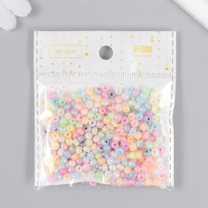 Бисер стекло 6/0 «Перламутр. Меланж. Зефирные цвета», 30 г Бисер стекло 6/0 «Перламутр. Меланж. Зефирные цвета», 30 г