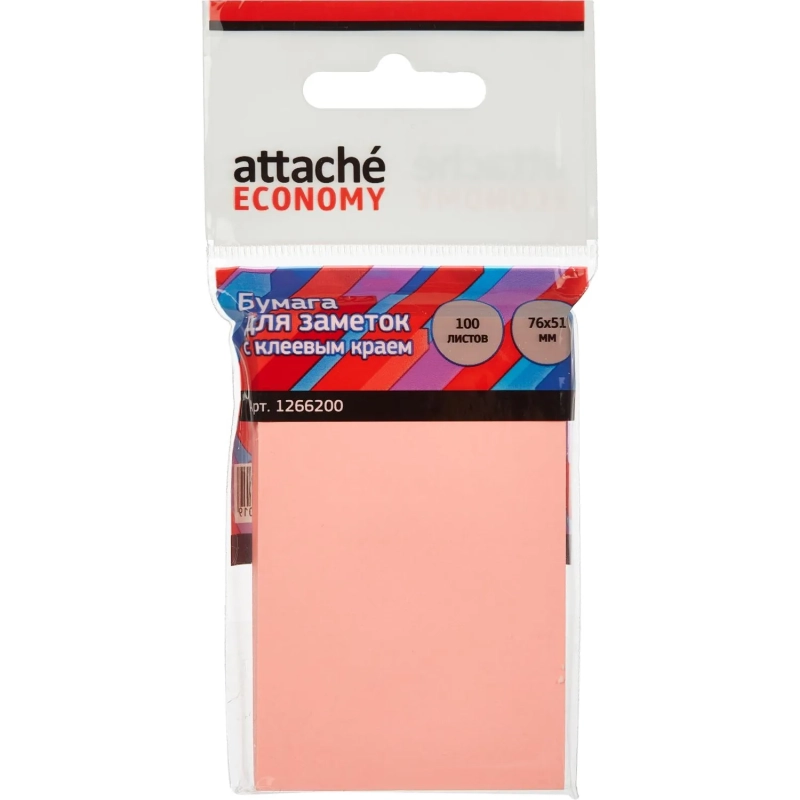 Стикеры Attache Economy с клеев.краем 76x51 мм,100 лист неоновый розовый
