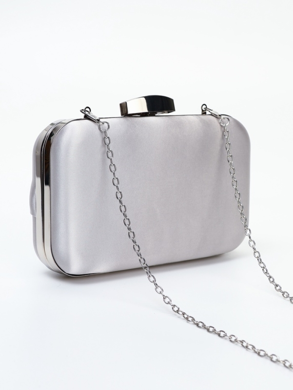 Сумка жен,  20*6*13, отд на фермуаре, цепь, серебро