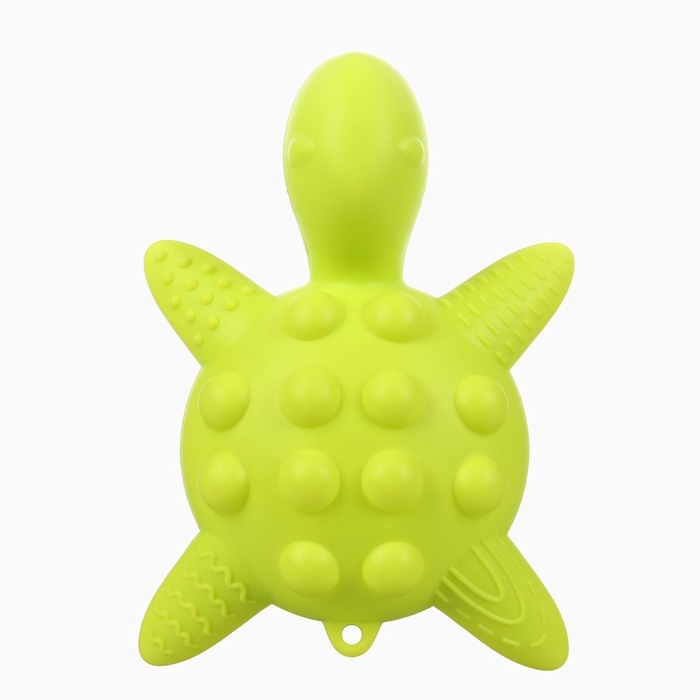 Прорезыватель силиконовый для зубов с погремушкой Крошка Я «Черепаха», зеленый