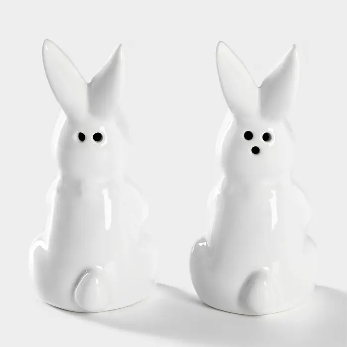 Набор для специй Доляна &laquo;Зайка&raquo;, солонка 50 мл, перечница 50 мл, доломит, белый