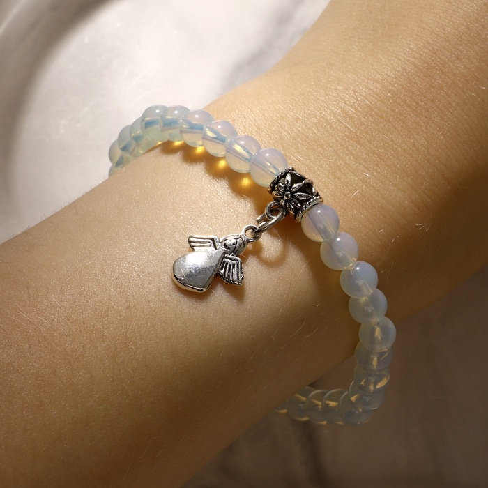 Браслет с подвеской МИКС шар №6 «Лунный камень» матовый Браслет с подвеской МИКС шар №6 «Лунный камень» матовый