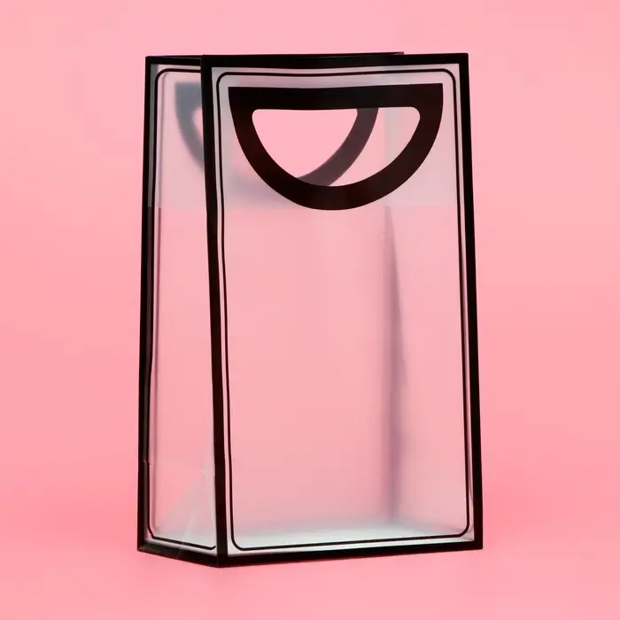 Пакет ПП с вырубной ручкой, прозрачный, 25&times;19&times;9 см, чёрный