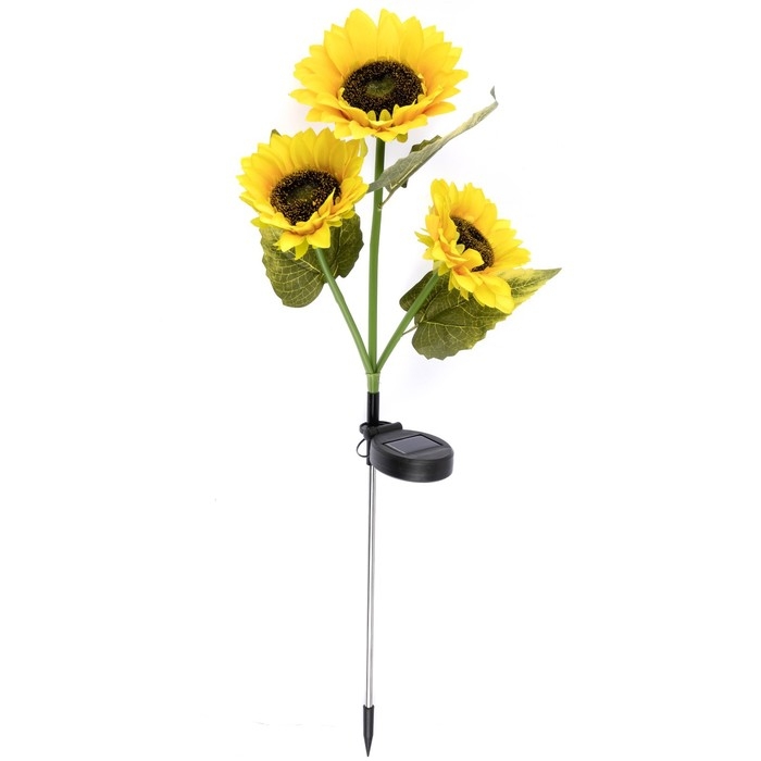 Садовый светильник на солнечной батарее «Подсолнухи», 70 см, 30 LED, свечение тёплое белое
