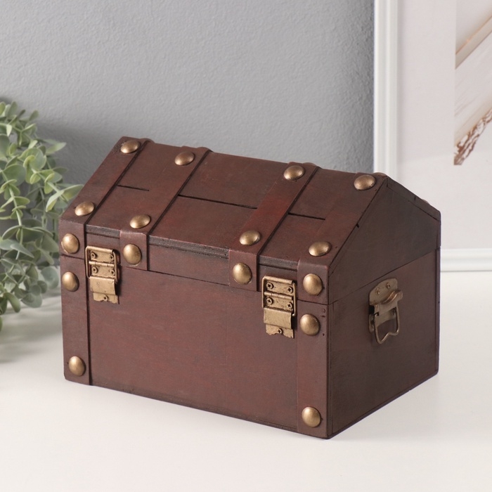 Шкатулка сундук дерево "Леон" красный 24х17х18,5 см