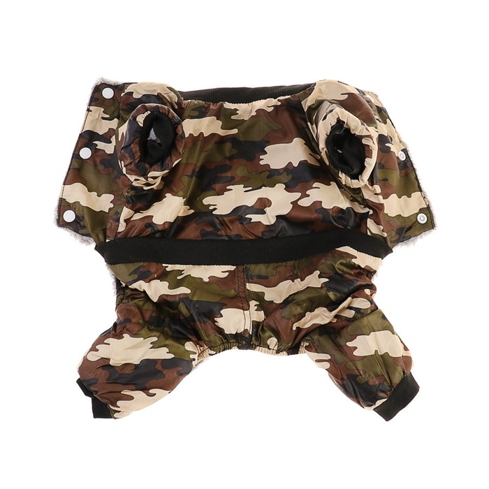 Комбинезон  "Камуфляж" на меховом подкладе, размер L  (ДС 35, ОШ 35, ОГ 45 см), чёрный/зелён