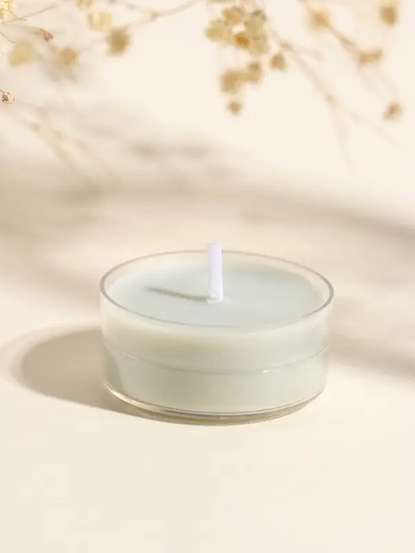 Чайная свеча ароматическая "Круглая" зелёная, аромат грейпфрут и мандарин 3,8х3,8х1,8 см