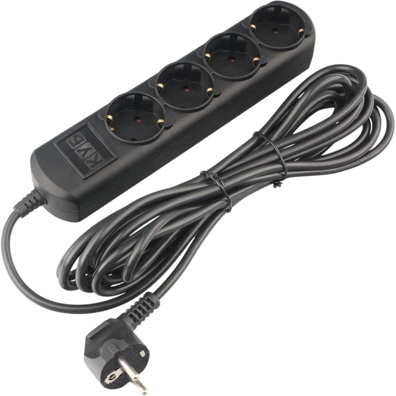 Удлинитель Power Cube 4р/5м без выкл 16А черн (PC-2B-5M)