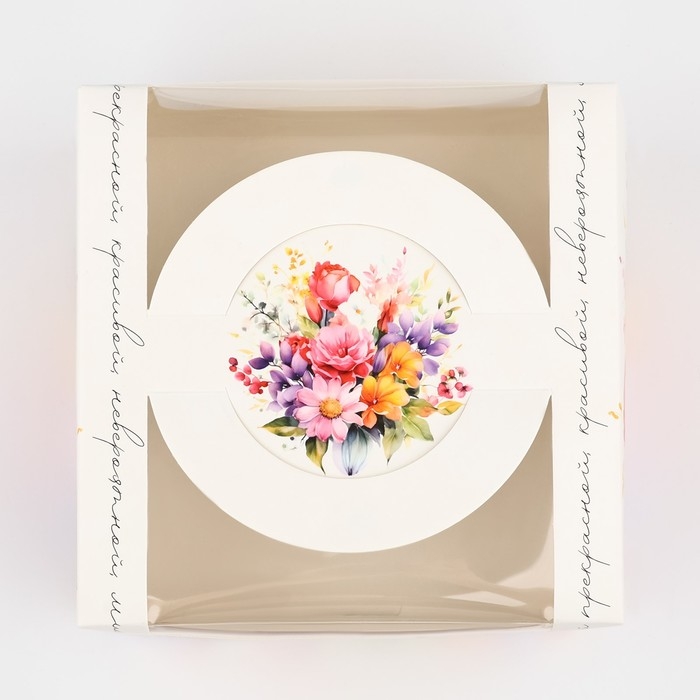 Коробка под бенто-торт с окном «Нежные цветы», 14 х 14 х 8 см Коробка под бенто-торт с окном «Нежные цветы», 14 х 14 х 8 см