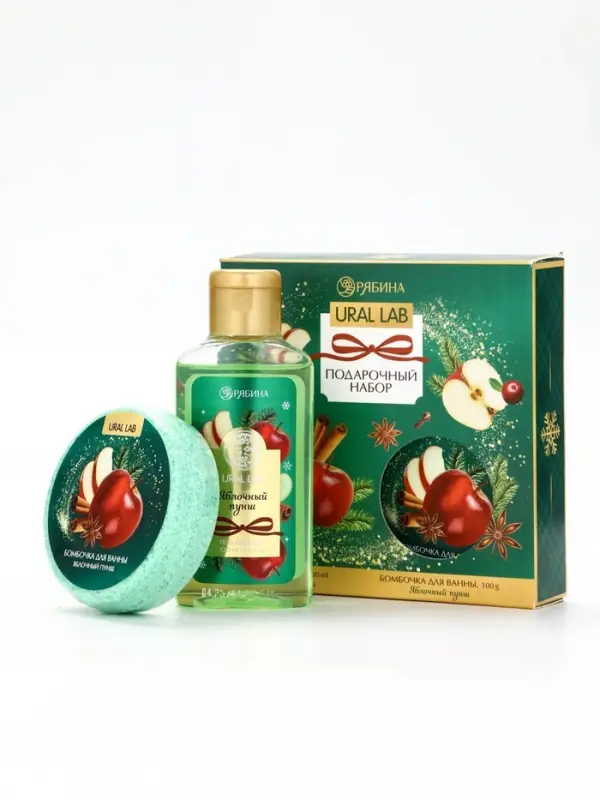 URAL LAB Арома Саунд Набор гель для душа и бомбочка для ванны, 100 гр, яблочный пунш URAL LAB Арома Саунд Набор гель для душа и бомбочка для ванны, 100 гр, яблочный пунш