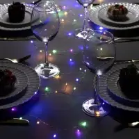 Гирлянда &laquo;Мишура&raquo; 5 м, роса, IP20, серебристая нить, 100 LED, 2 режима, от батареек АА&times;3, свечение мульти