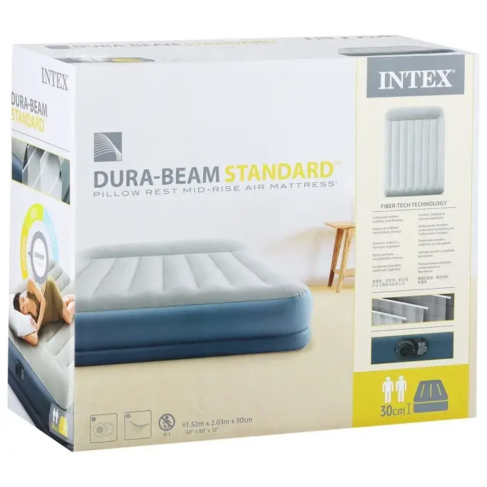 Кровать надувная DURA-BEAM STANDART, 203&times;152&times;30 см, со встроенным насосом, 64118ND INTEX