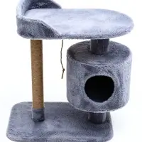 Комплекс для кошек с когтеточкой, 58&times;38&times;70 см, с лежанкой, джут, серый